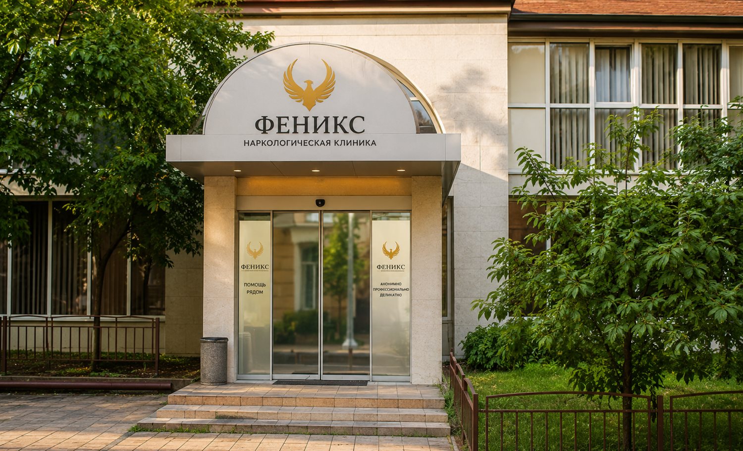 Вход в наркологическую клинику «Феникс» в Тырныаузе