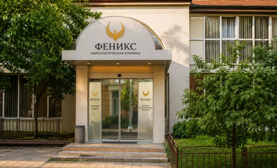 Вход в наркологическую клинику «Феникс» в Тырныаузе